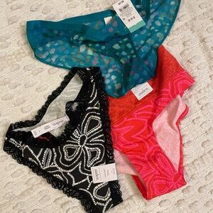 Auden Vibrant Lace and Mesh Panty Trio